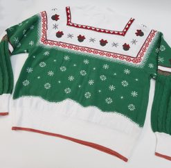 Next Disney Mickey & Minnie Mouse Ice Skating Green & Cream Christmas Jumper M Medium