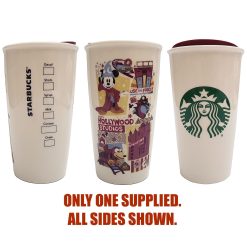 Starbucks Disney World Hollywood Studios Ceramic Travel Mug 12oz With Splash Guard Lid