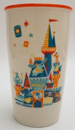 Starbucks Disney World Magic Kingdom Ceramic Travel Mug Tumbler With Splash Guard Lid