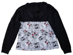 Walt Disney World Mickey & Minnie Mouse Hoodie Newsprint Hooded Sweatshirt Small