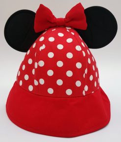 Walt Disney World Minnie Mouse Red Polka Dot Bucket Hat With Ears & Bow