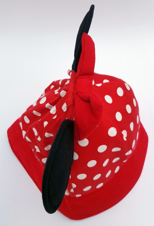 Walt Disney World Minnie Mouse Red Polka Dot Bucket Hat With Ears & Bow