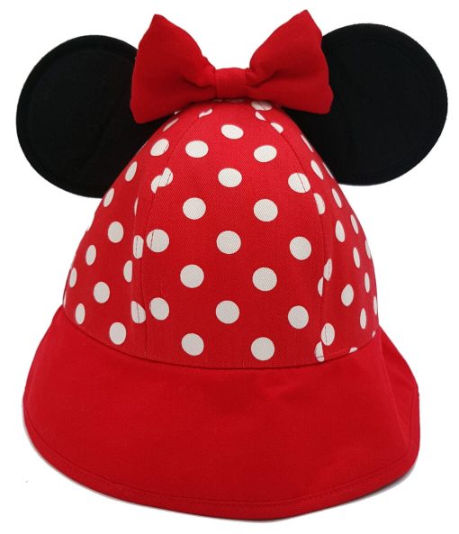 Walt Disney World Minnie Mouse Red Polka Dot Bucket Hat With Ears & Bow